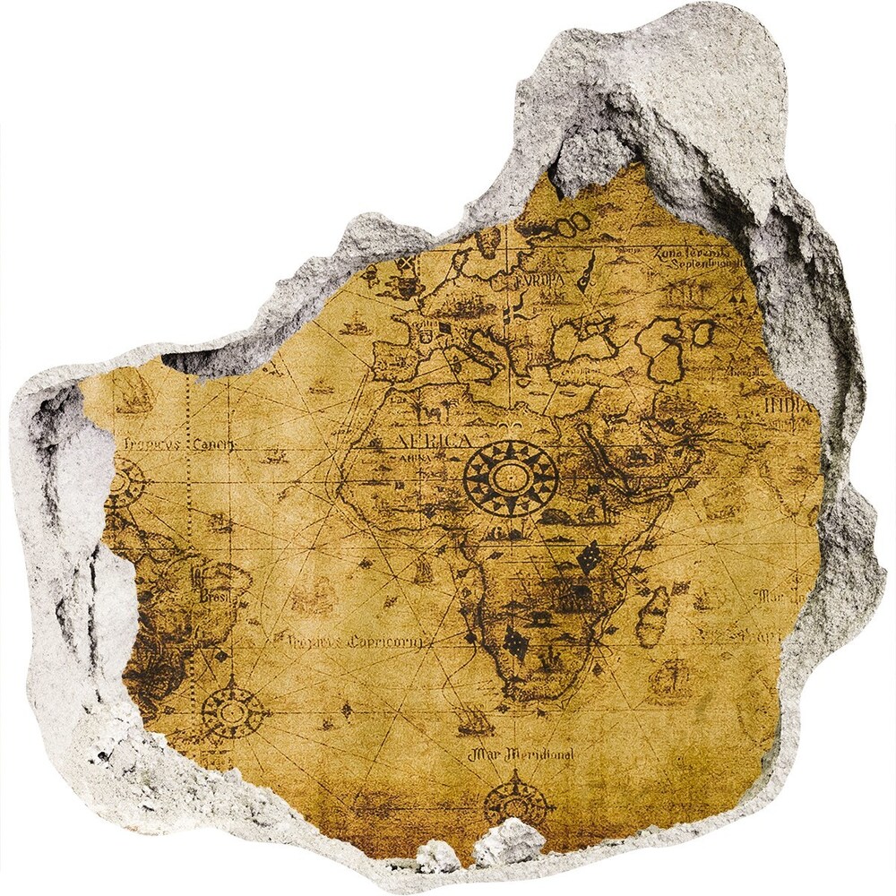 Samoprzylepna dziura na ścianę Stara mapa świata