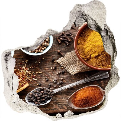 Naklejka 3D dziura beton Kuchenne przyprawy