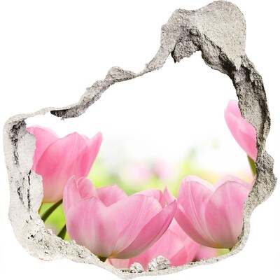 Samoprzylepna dziura naklejka Różowe tulipany