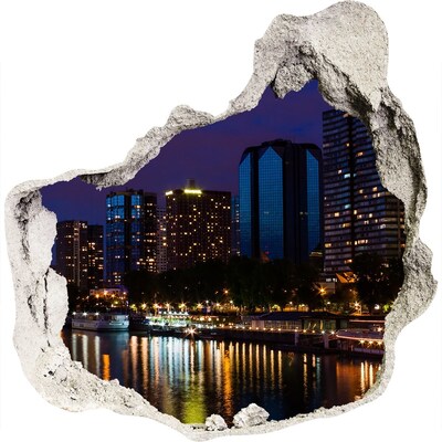 Fototapeta dziura na ścianę 3d Nocna panorama miasta