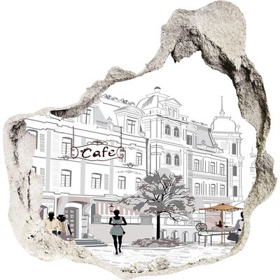 Dziura 3d fototapeta na ścianę Kawiarnia w europejskim stylu