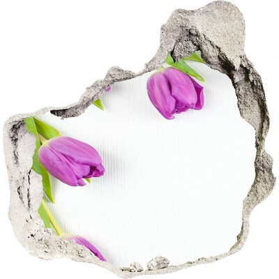 Samoprzylepna dziura na ścianę Fioletowe tulipany