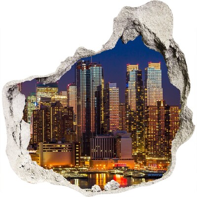 Fototapeta dziura na ścianę 3d Nocna panorama miasta