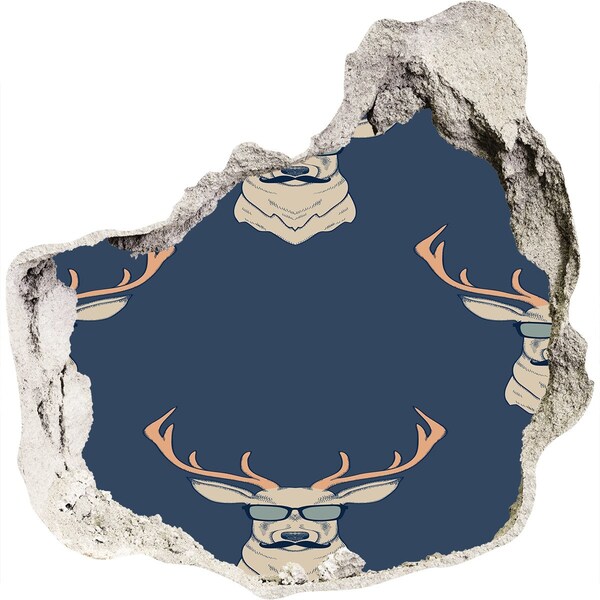 Dziura 3d fototapeta naklejka Jeleń w okularach przeciwsłonecznych