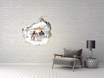 Dziura 3d fototapeta naklejka Kawiarnia w europejskim stylu