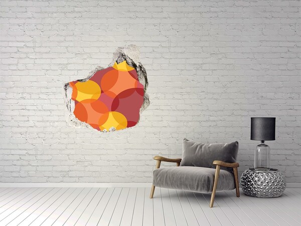 Dziura 3d fototapeta na ścianę Kolorowe kółka na tle betonu