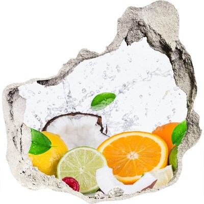 Samoprzylepna naklejka beton Owocowy raj za ścianą