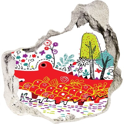 Samoprzylepna naklejka Krokodyl w kolorowym krajobrazie