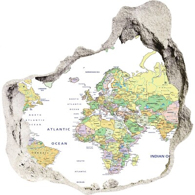 Samoprzylepna dziura na ścianę Mapa świata