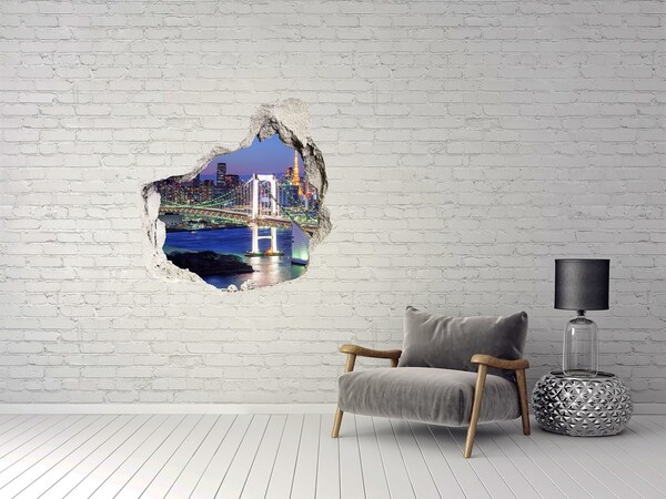 Fototapeta dziura na ścianę 3d Most w Tokio nocą