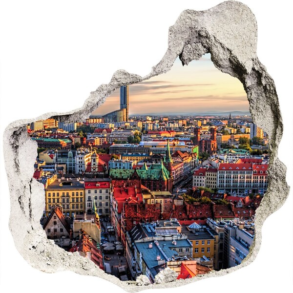 Fototapeta dziura na ścianę 3d Widok na miasto z lotu ptaka