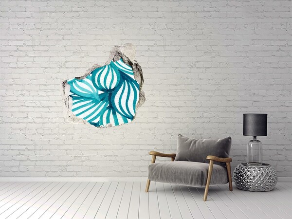 Okleina 3D dziura na ścianę Tropikalne liście w dziurze w ścianie