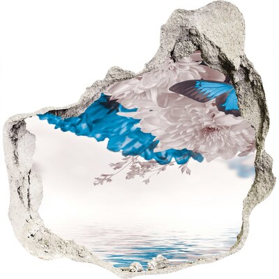 Samoprzylepna dziura na ścianę Kwiatowy krajobraz z motylami