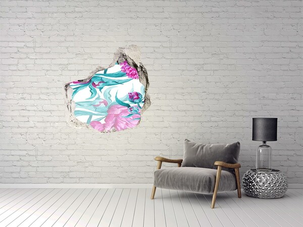 Okleina 3D dziura na ścianę Kwiatowy ogród za ścianą