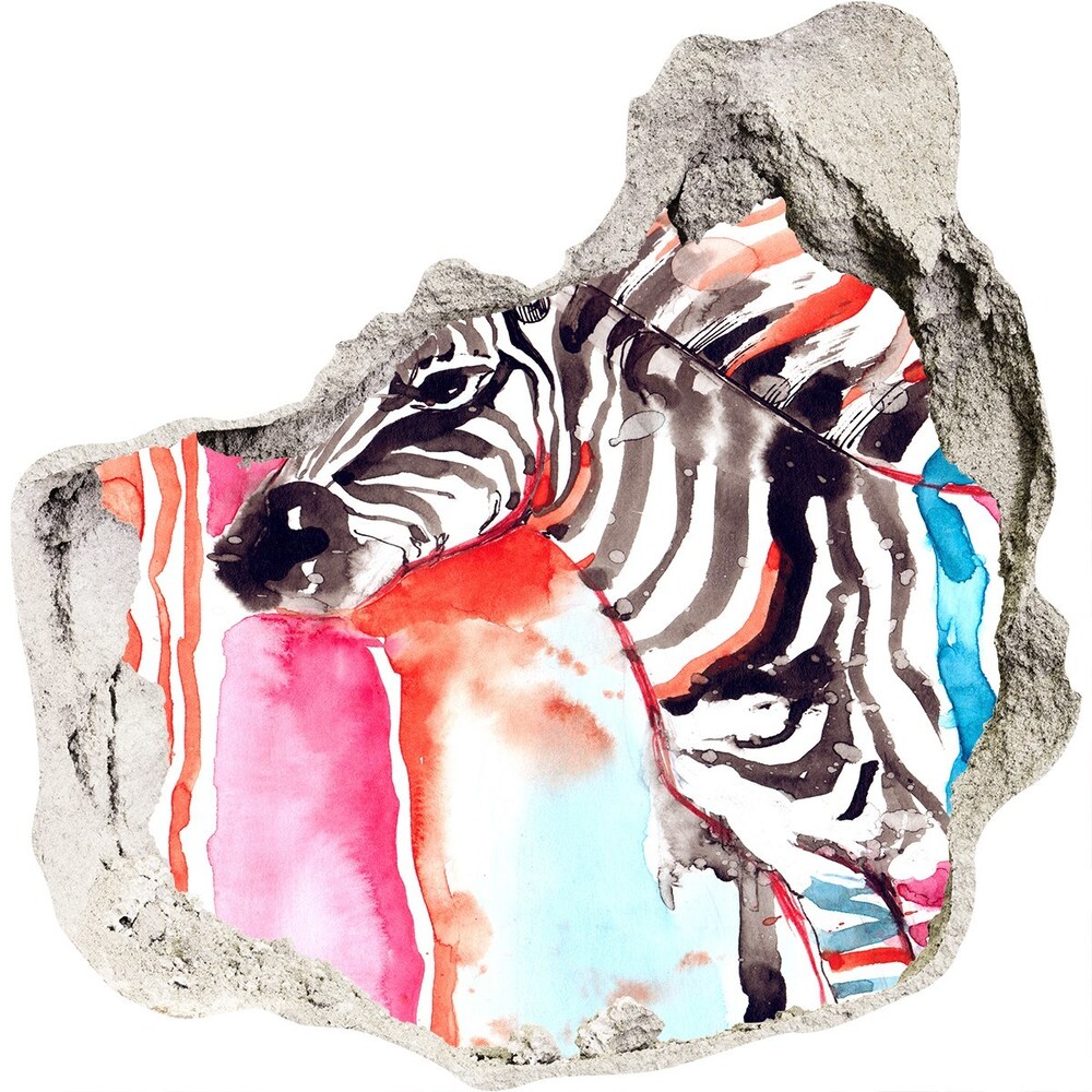 Samoprzylepna dziura ścienna 3D Kolorowa zebra