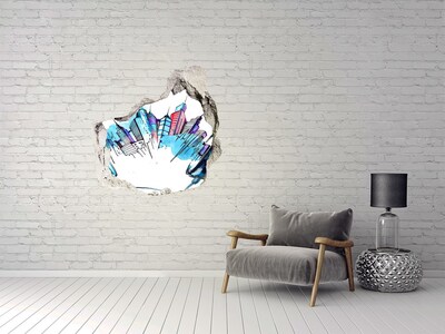 Samoprzylepna dziura 3D naklejka Nowoczesne miasto w ruinie