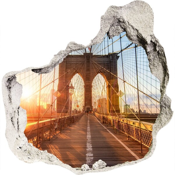 Fototapeta dziura na ścianę 3d Brooklyn Bridge w zachodzie słońca