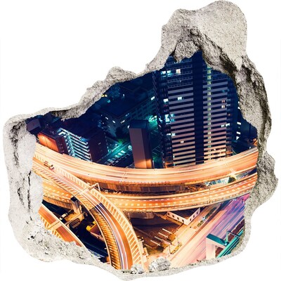 Fototapeta dziura na ścianę 3d Widok na miasto nocą