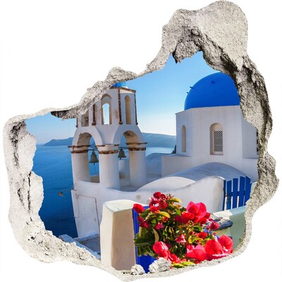 Fototapeta dziura na ścianę 3d Santorini Grecja