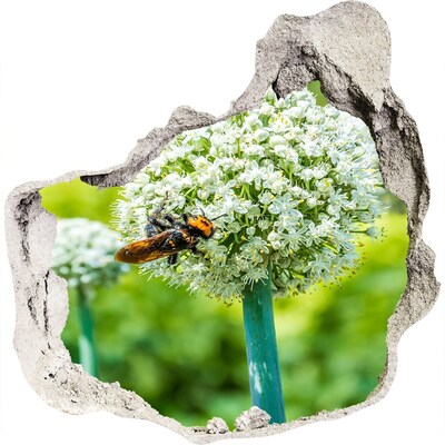 Samoprzylepna dziura na ścianę Kwiatowa łąka z pszczołą