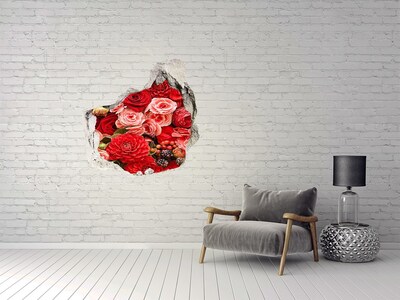 Samoprzylepna dziura na ścianę Czerwone kwiaty
