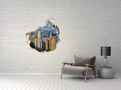 Fototapeta dziura na ścianę 3d Hongkong panorama