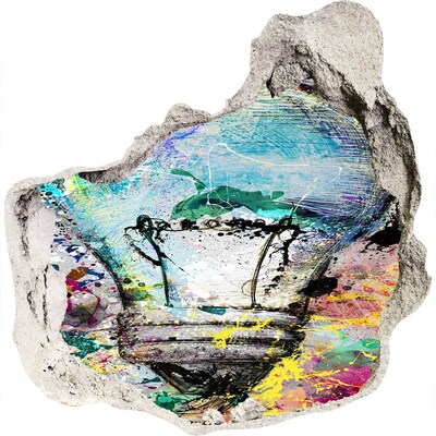 Samoprzylepna dziura na ścianę naklejka Zniszczona ściana z lampą