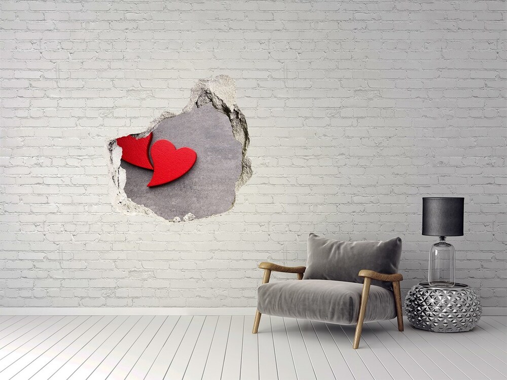 Samoprzylepna dziura na ścianę Czerwone serca