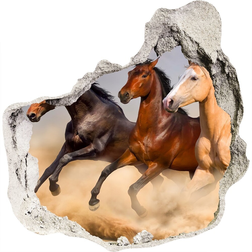Dziura 3d foto tapeta naklejka Konie w galopie