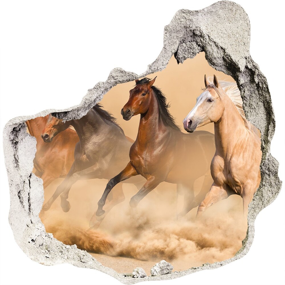 Dziura 3d foto tapeta naklejka Konie pustynia