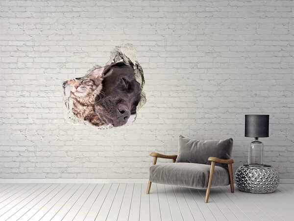 Dziura 3d foto tapeta naklejka Słodka chwila przyjaźni