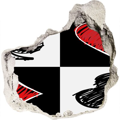 Fototapeta dziura na ścianę Złamana ściana z czerwonymi akcentami