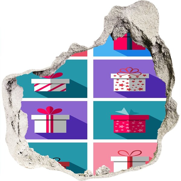 Fototapeta dziura na ścianę 3d Prezentowe niespodzianki