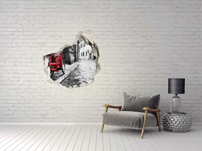 Dziura 3d foto tapeta naklejka Czerwony rower w urokliwej uliczce
