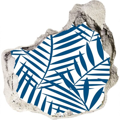 Fototapeta dziura na ścianę 3d Tropikalne liście w dziurze w ścianie