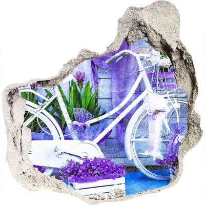 Naklejka dziura na ścianę Rower w ogrodzie pełnym kwiatów