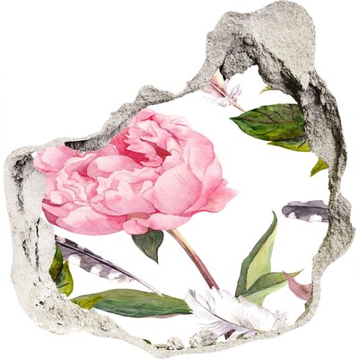 Samoprzylepna naklejka na ścianę Kwiatowy mural przez dziurę w ścianie