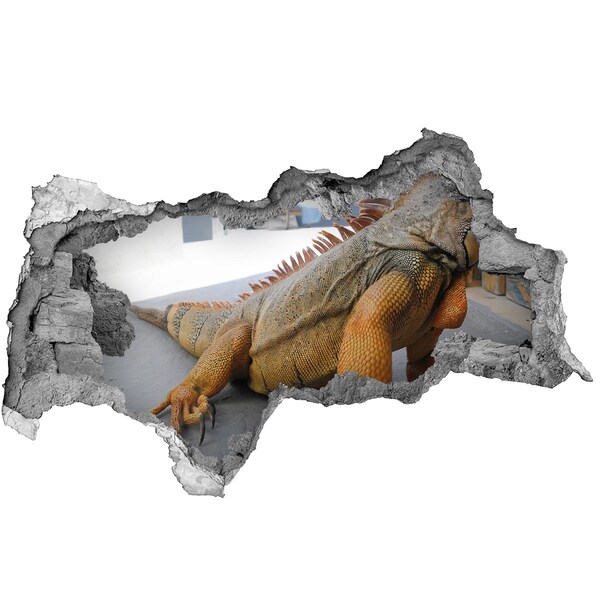 Fototapeta dziura na ścianę Iguana w zniszczonej ścianie