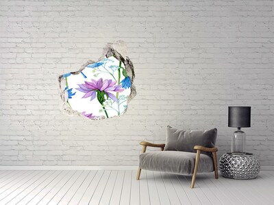 Samoprzylepna dziura na ścianę Kwiatowy mural w dziurze w ścianie
