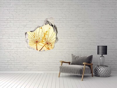 Dziura 3d fototapeta naklejka Złote kwiaty w betonie