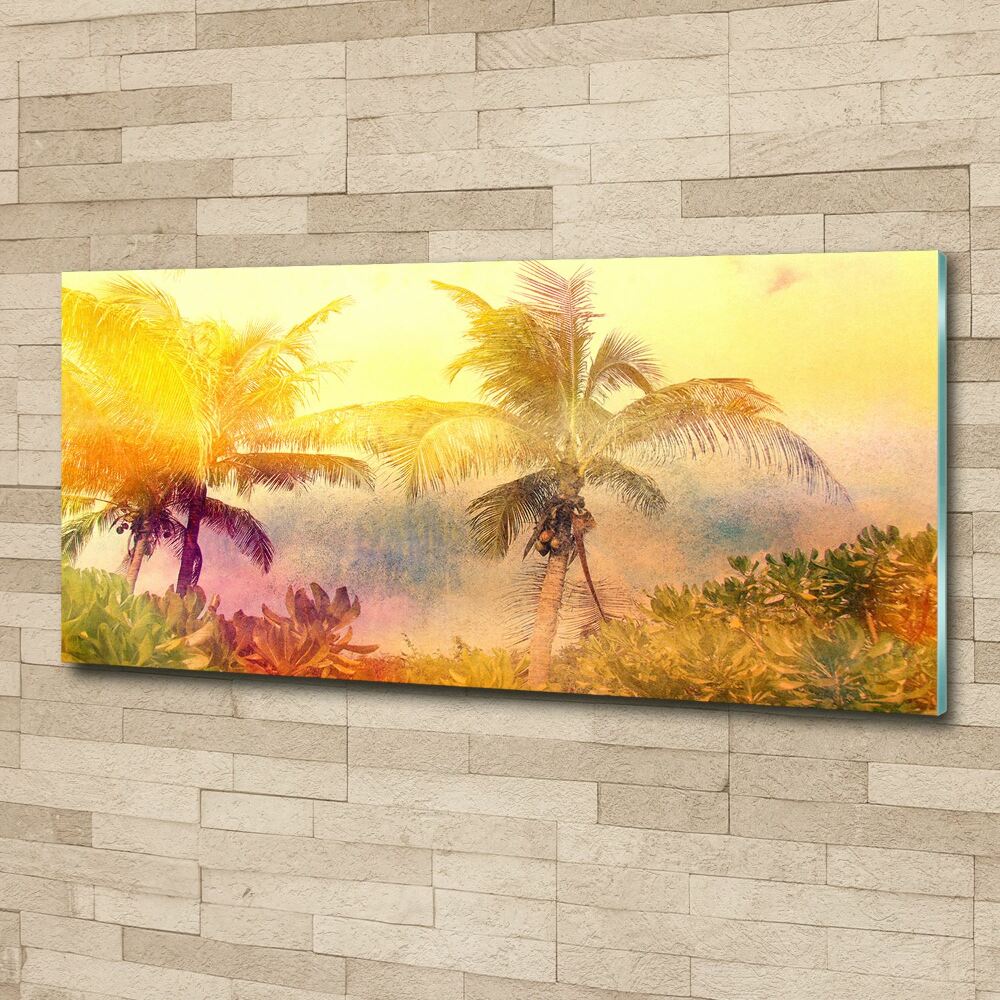 Foto obraz szkło akryl Kolorowe palmy