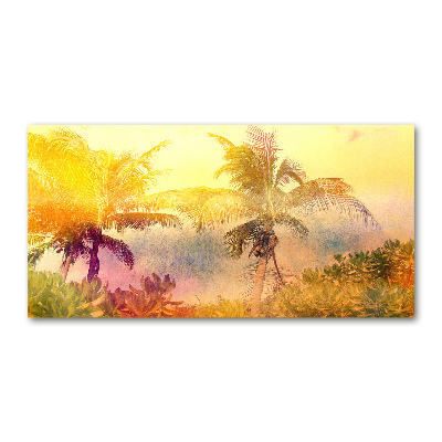 Foto obraz szkło akryl Kolorowe palmy