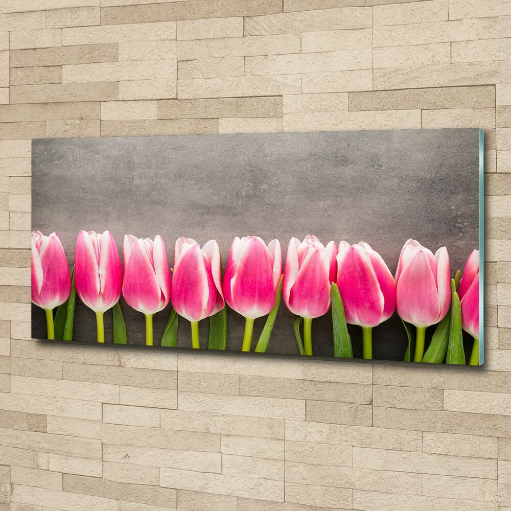 Obraz zdjęcie szkło akryl Różowe tulipany