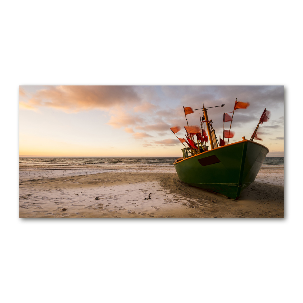 Foto obraz akryl Kuter rybacki plaża