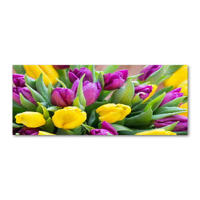 Foto obraz szkło akryl Kolorowe tulipany