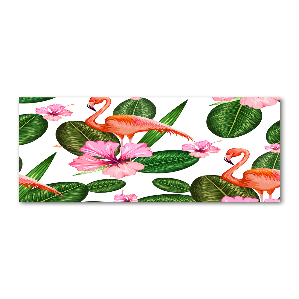 Obraz zdjęcie akryl Flamingi i rośliny