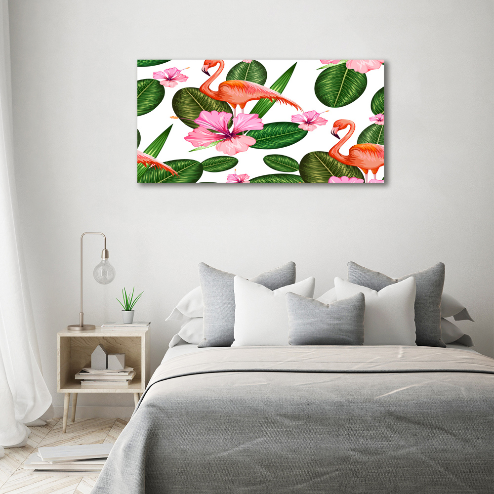 Obraz zdjęcie akryl Flamingi i rośliny