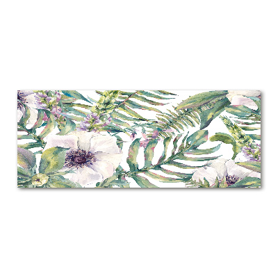 Foto obraz szkło akryl Paprocie i kwiaty