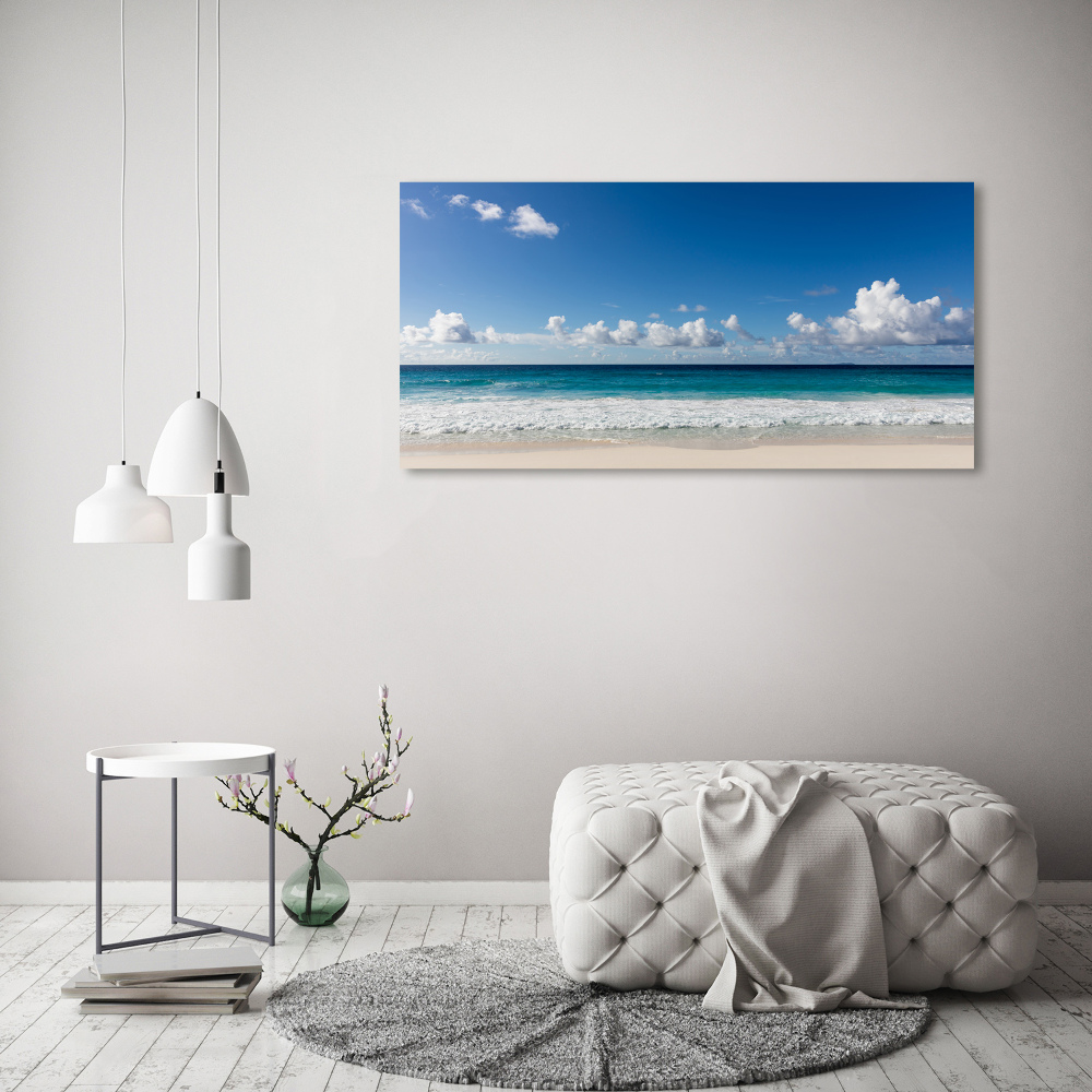 Foto obraz szkło akryl Plaża Seszele