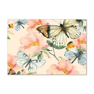 Obraz zdjęcie szkło akryl Motyle i kwiaty